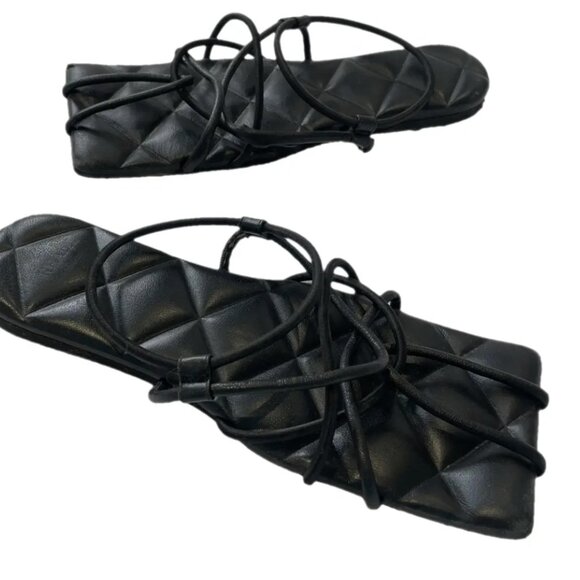 KHAITE Quilted Leather Sandals – Black – Size 40 (Made in Italy) - Picture 1 of 4
